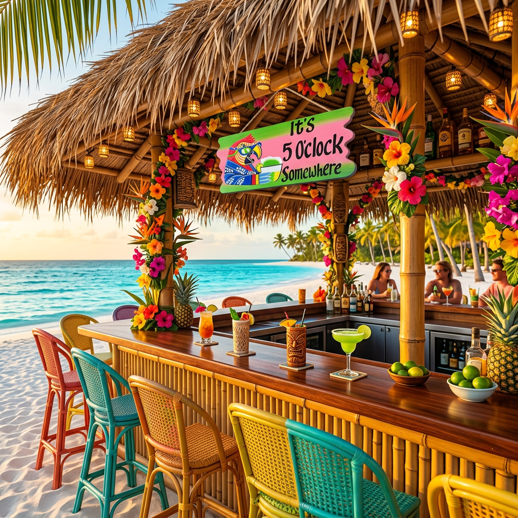It's 5 O'Clock Somewhere — Tiki Sign