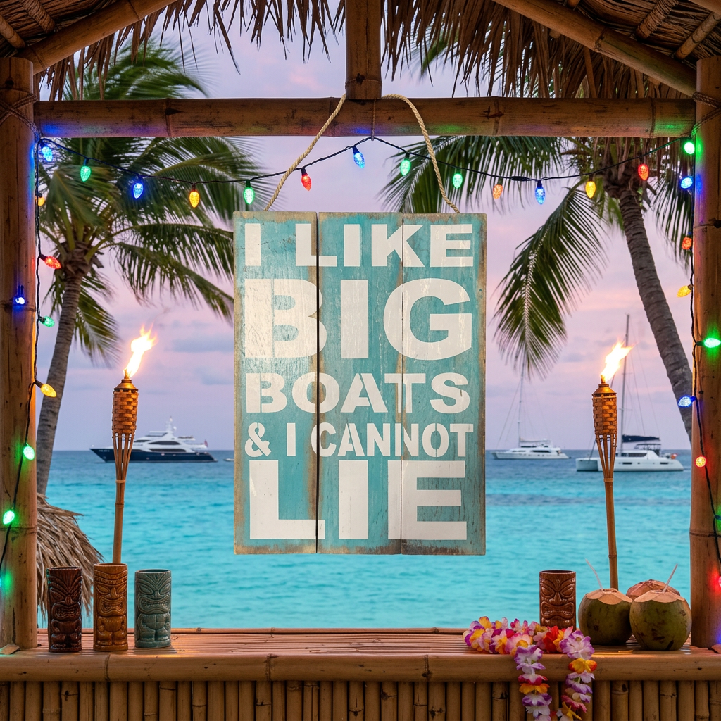 I Like Big Boats & I Cannot Lie Tiki Sign