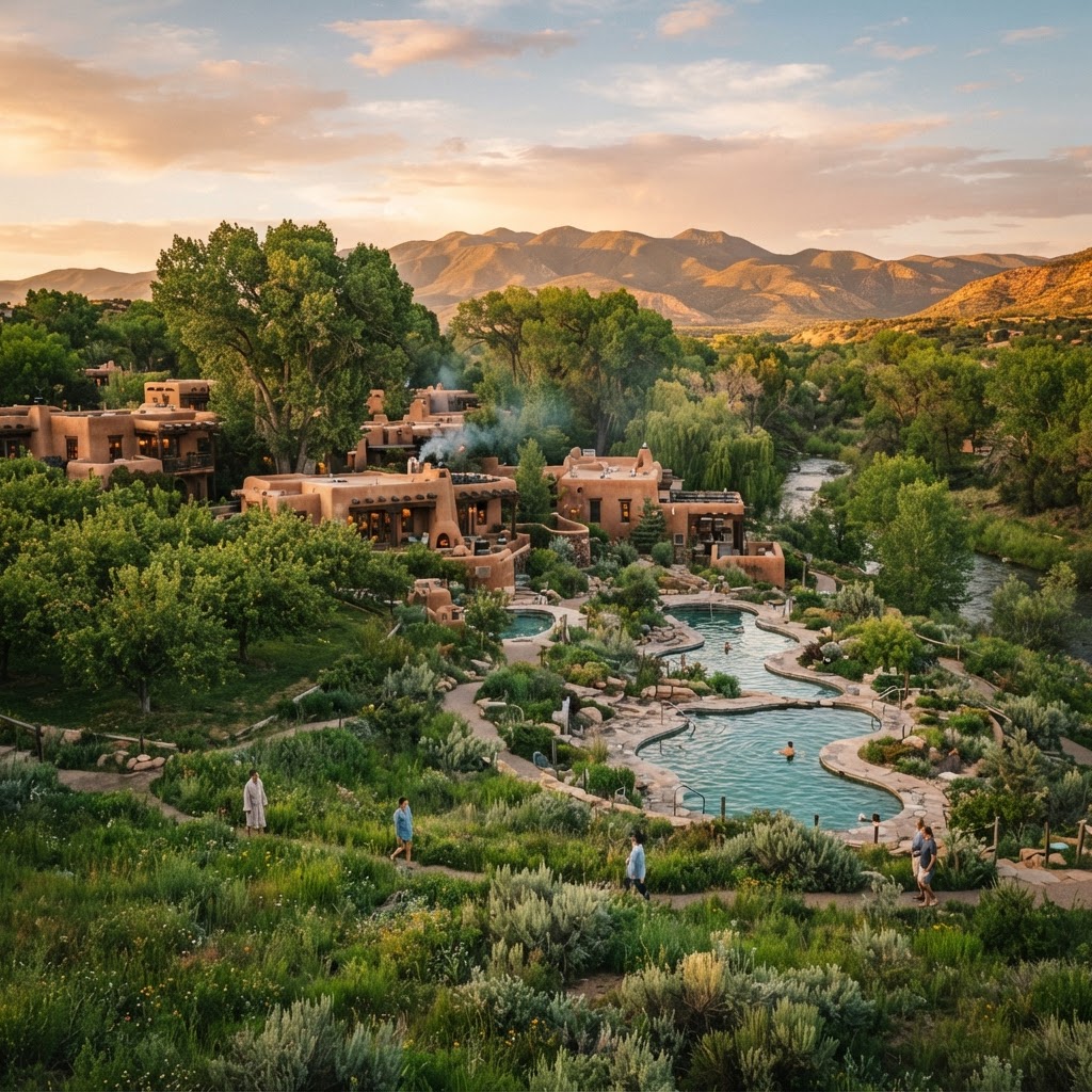 Ojo Santa Fe river valley at golden hour