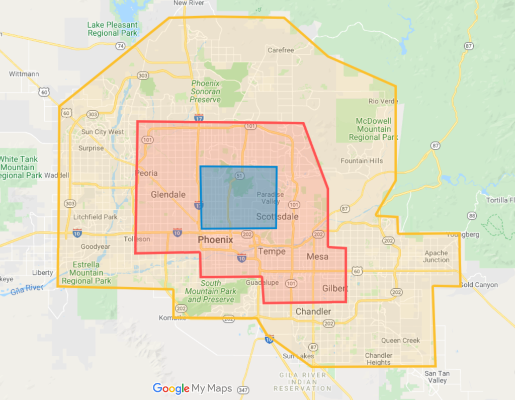 Harmony Horticulture Service Area Map