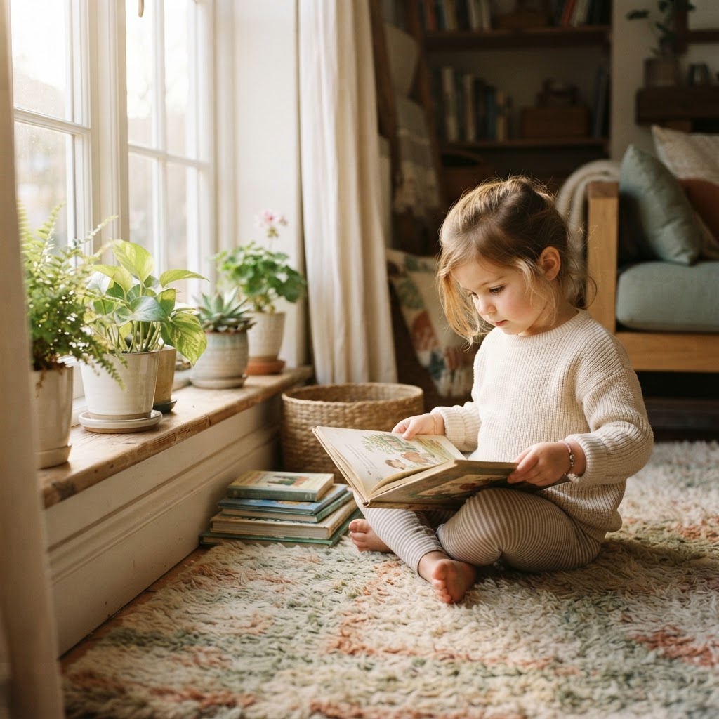 A child reading by the window