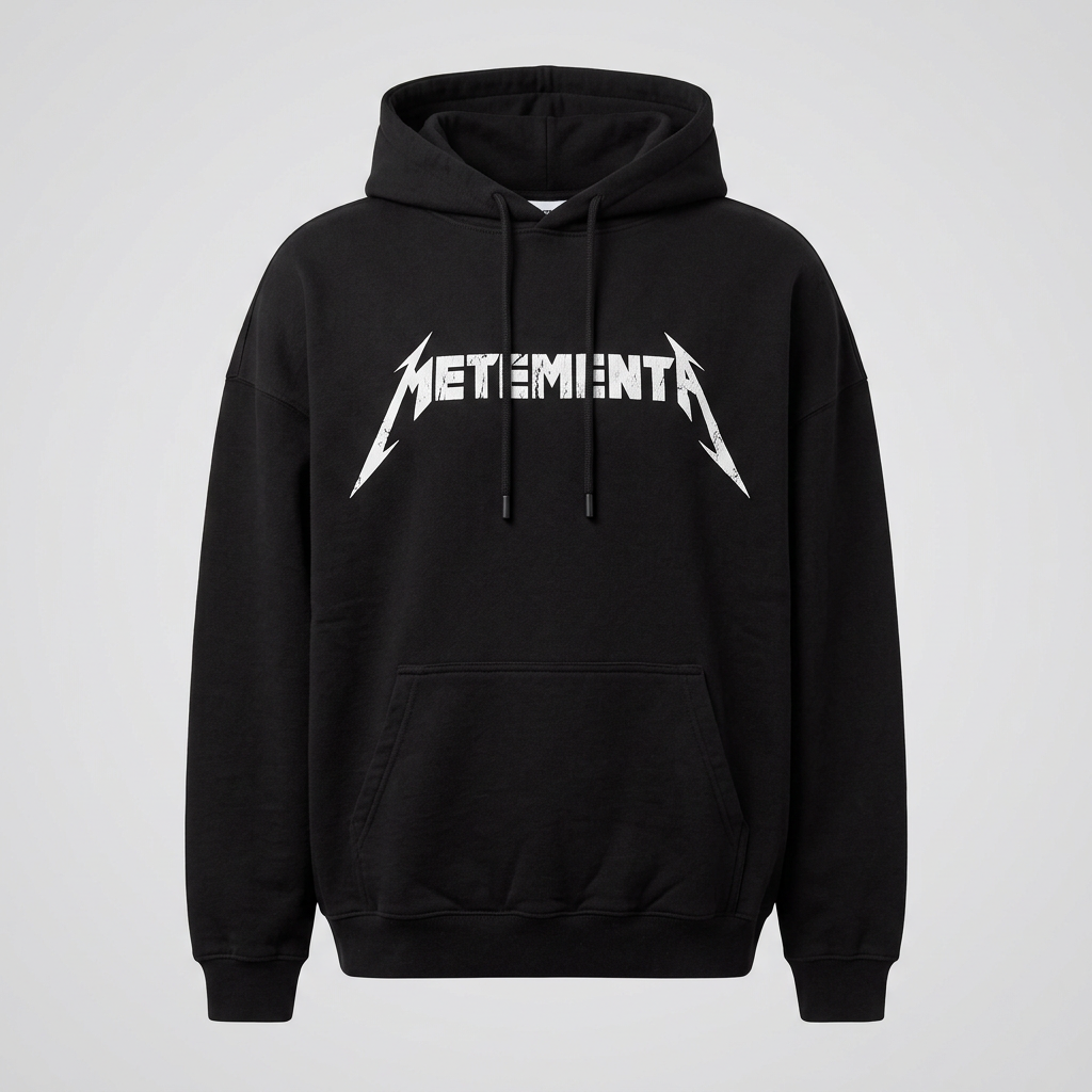 Black Oversized Hoodie with Metallica Logo