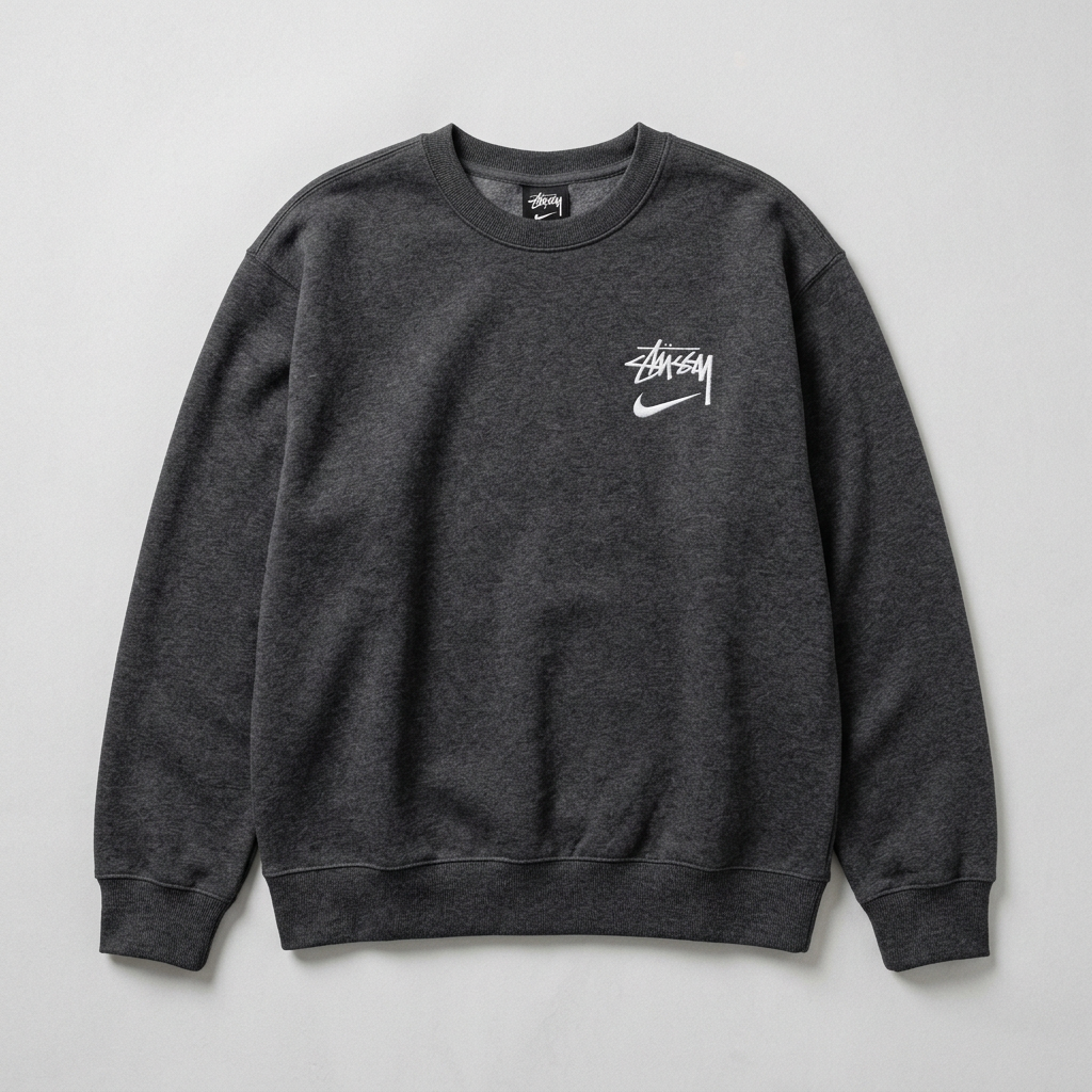 Stüssy x Nike Fleece Crew 'Dark Grey Heather'