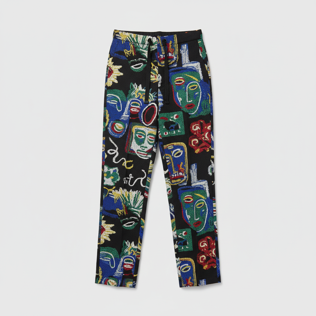 Jacquard Paintings Double Pleated Trousers