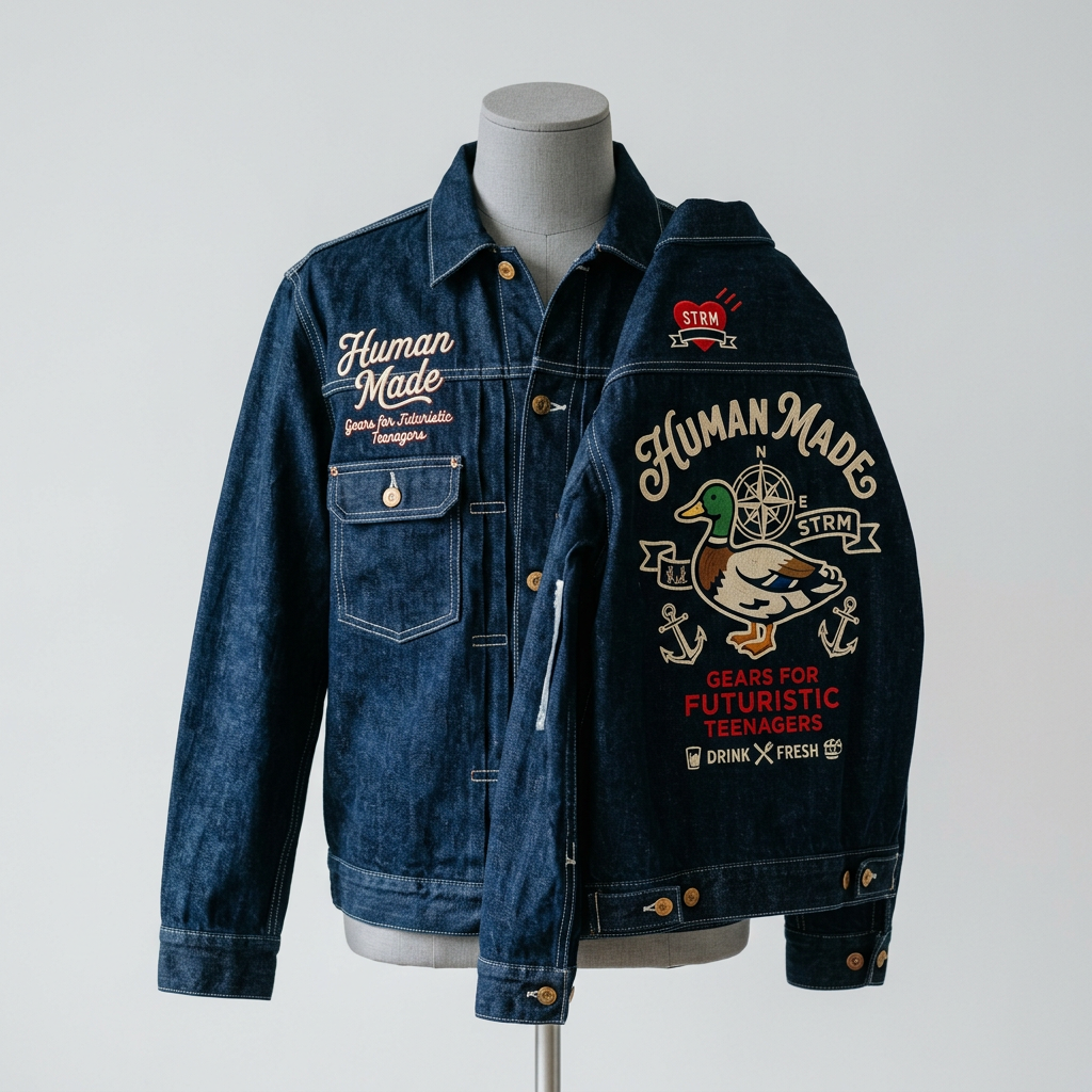 HUMAN MADE EMBROIDERED DENIM WORK JACKET