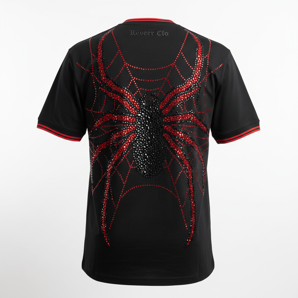'SPIDER' RHINESTONE TEE - BLK/RED thumbnail 2