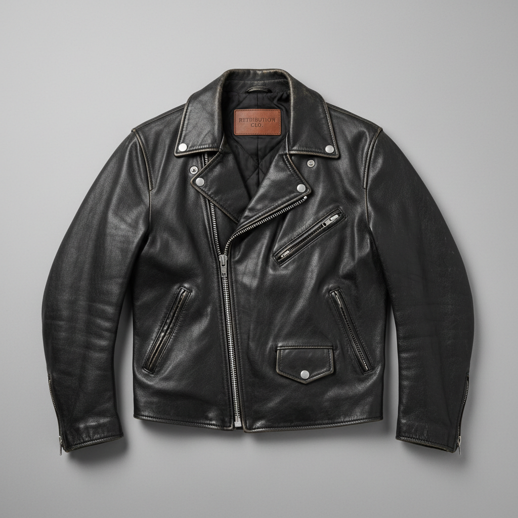 OUTLAW GENUINE LEATHER JACKET (UNISEX) - AGED BLACK thumbnail 3