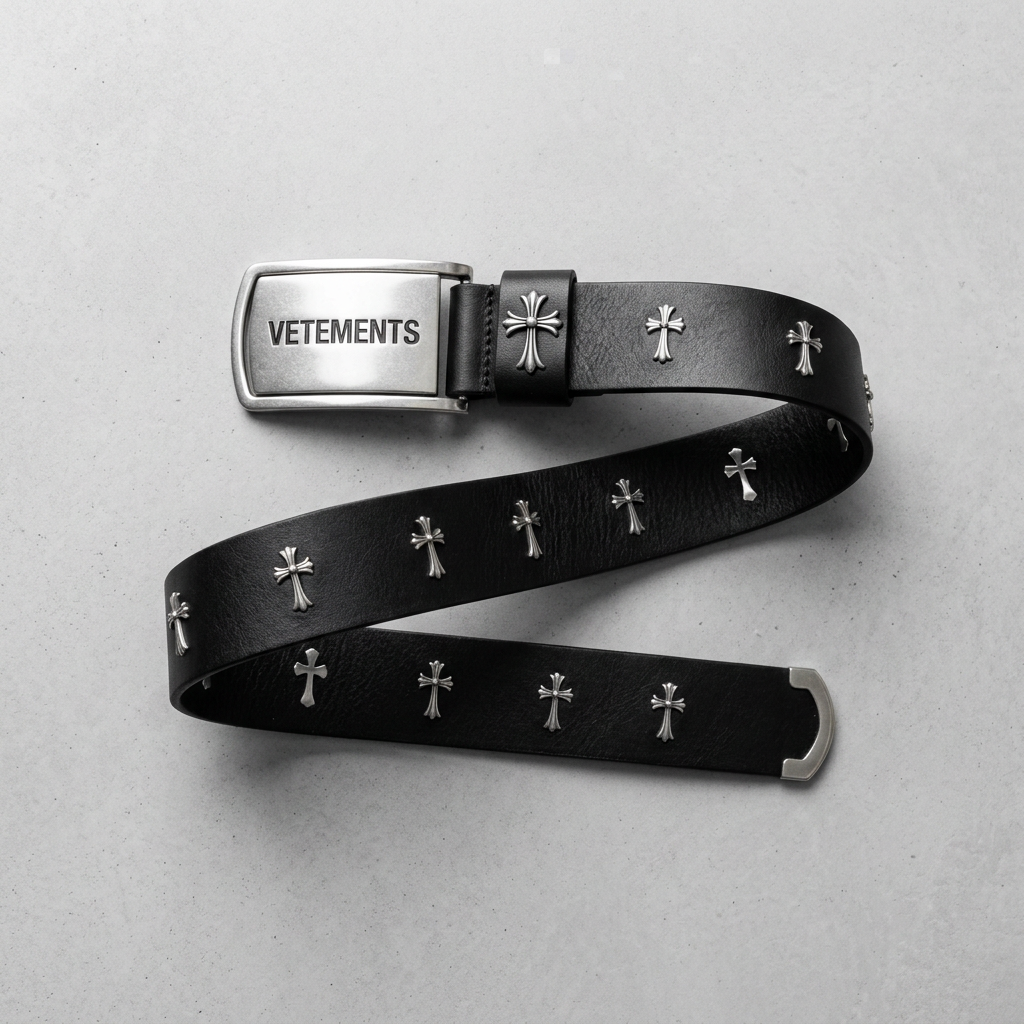 Black Biker Logo Cross ID Belt