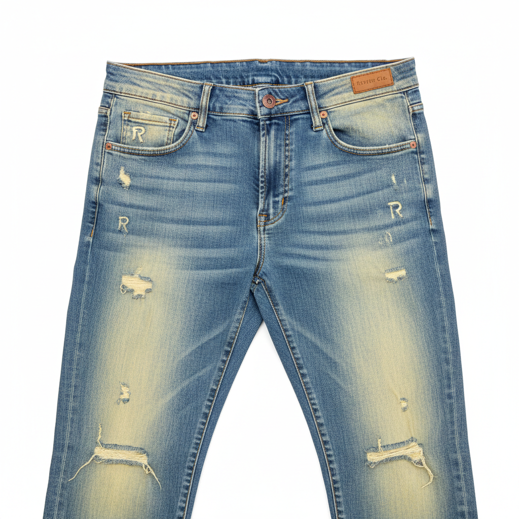 'CORE' BLUE WITH YELLOW WASH SKINNY DENIM