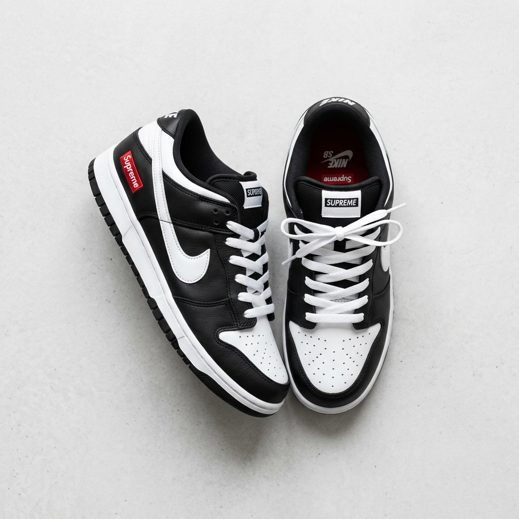 Supreme x Nike SB Dunk Low 'Black/White'
