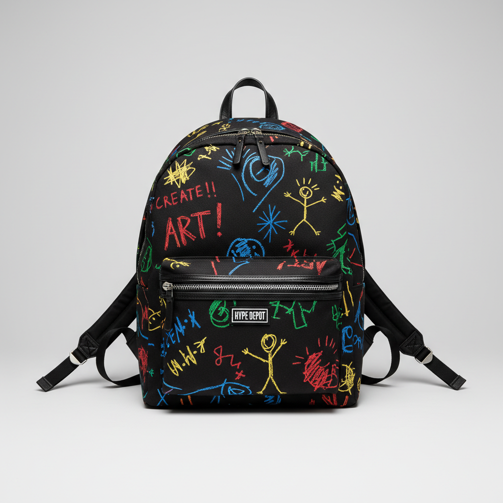 Hype Unisex Black Crayon Doodle Backpack