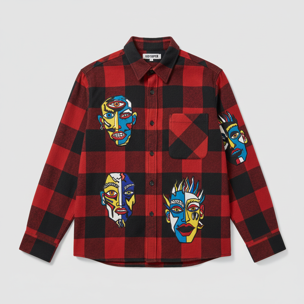 Patchwork Face Flannel Shirt