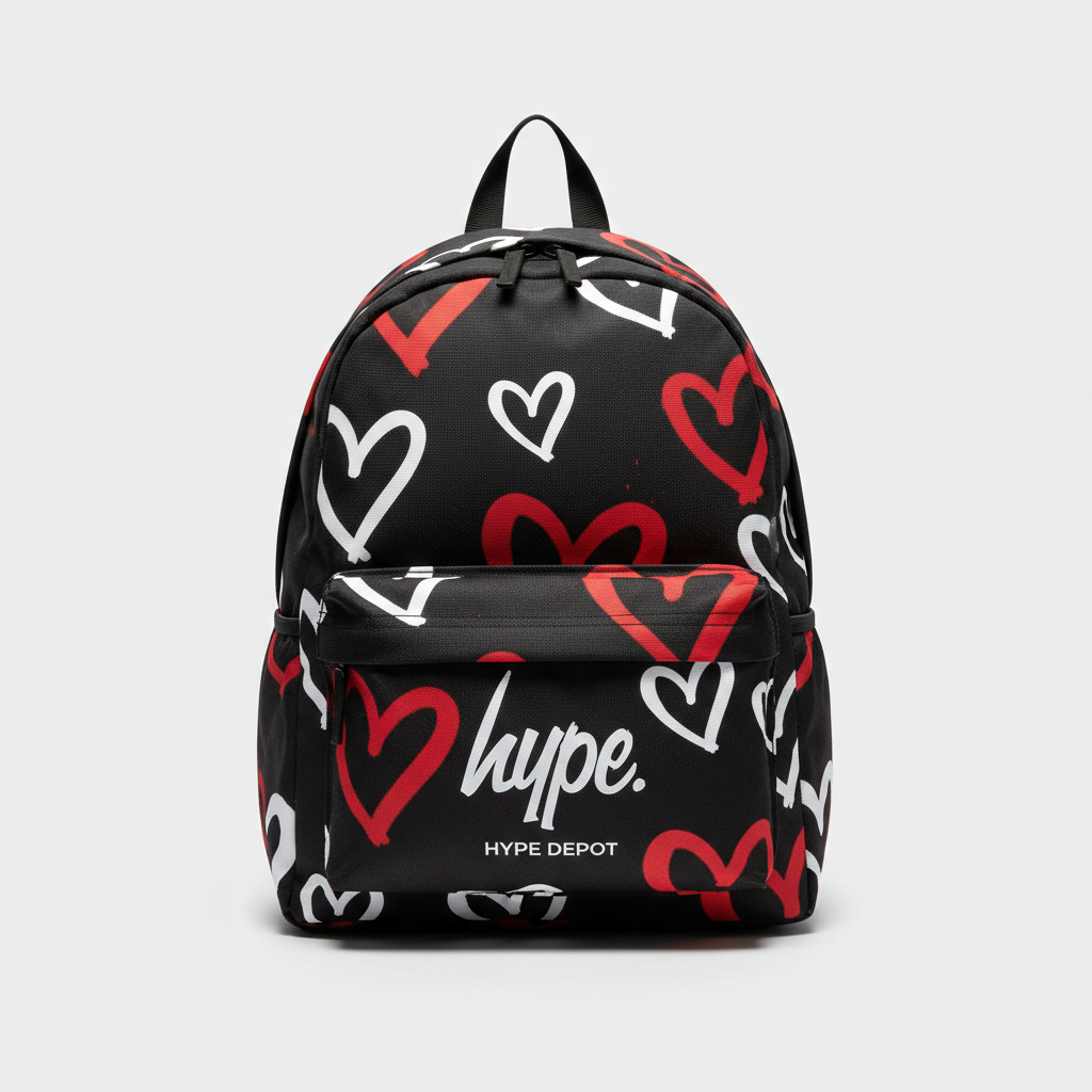 Hype Girls Black Graffiti Hearts Iconic Backpack