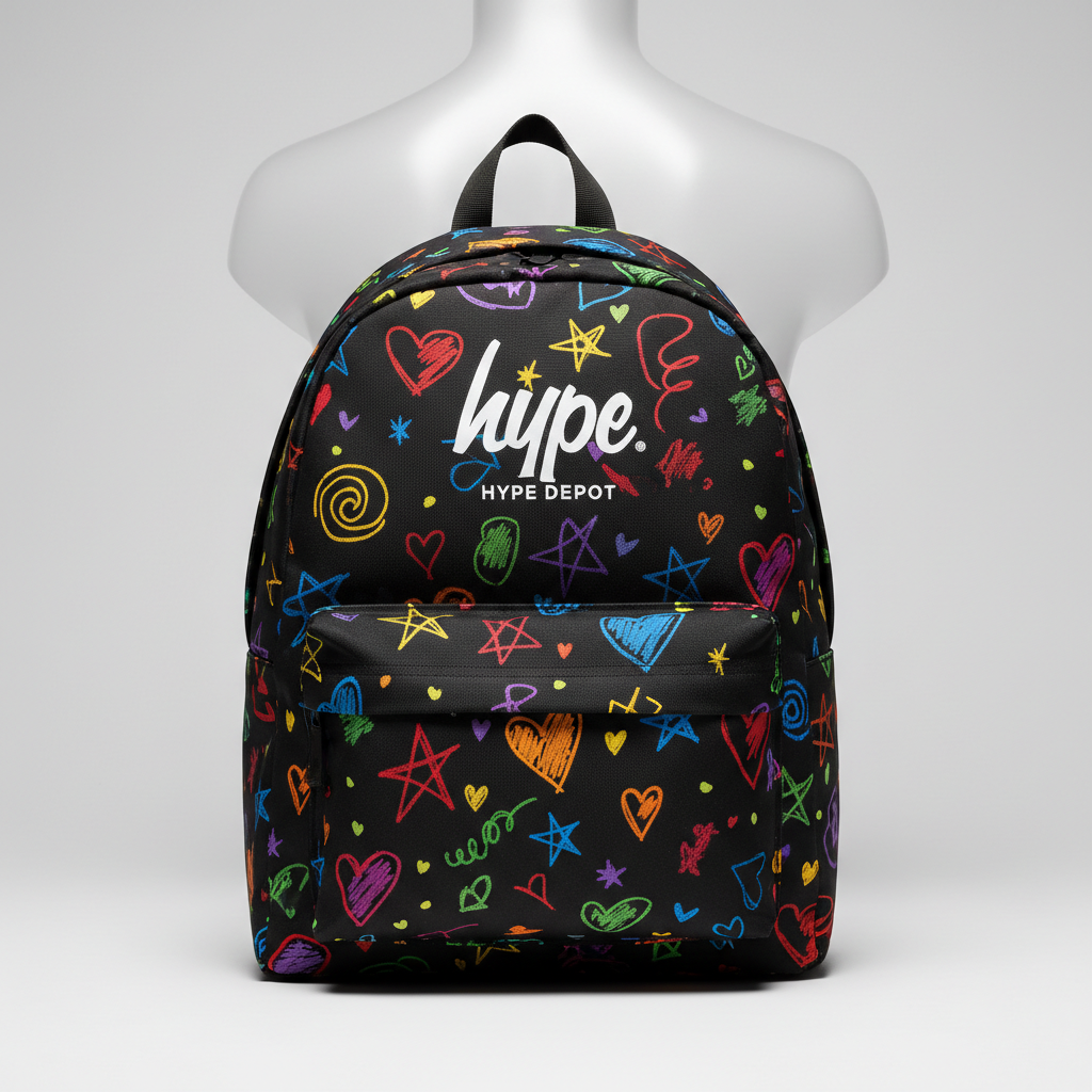 Hype Unisex Black Crayon Doodle Backpack