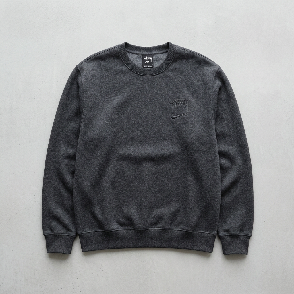 Stüssy x Nike Fleece Crew 'Dark Grey Heather'
