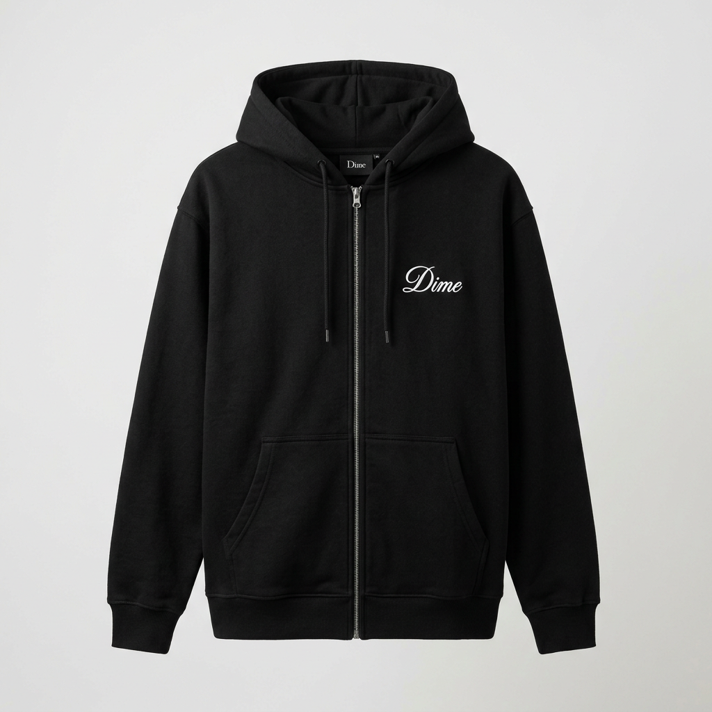 Dime Cursive Small Logo Zip Hooded Sweater