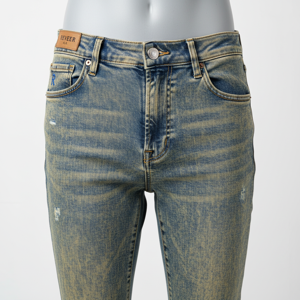 'CORE' BLUE WITH YELLOW WASH SKINNY DENIM thumbnail 3