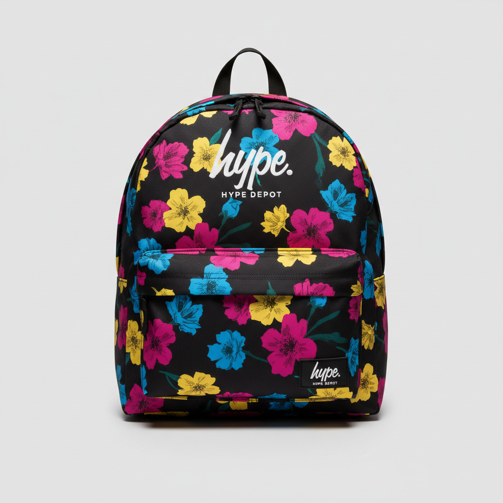 Hype Girls Iconic Black Happy Flower Backpack