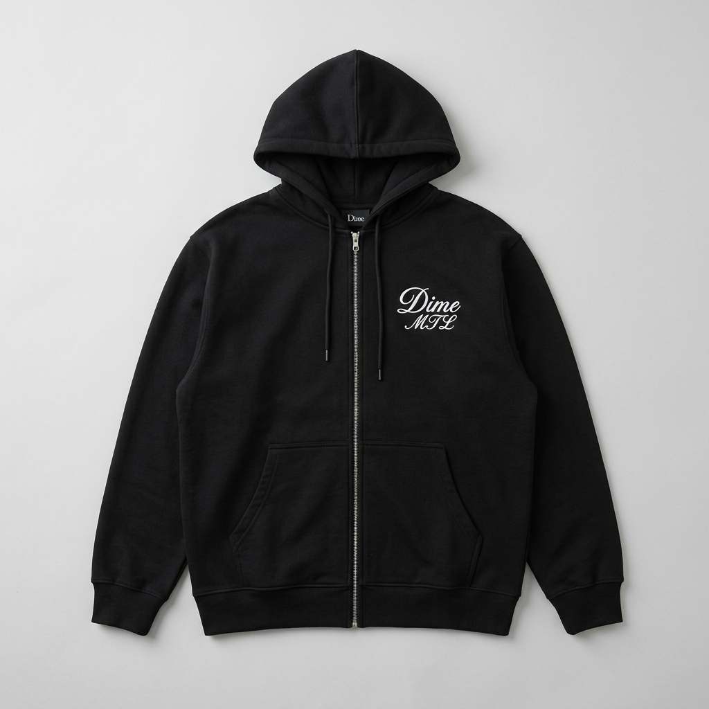 Dime Cursive Small Logo Zip Hooded Sweater