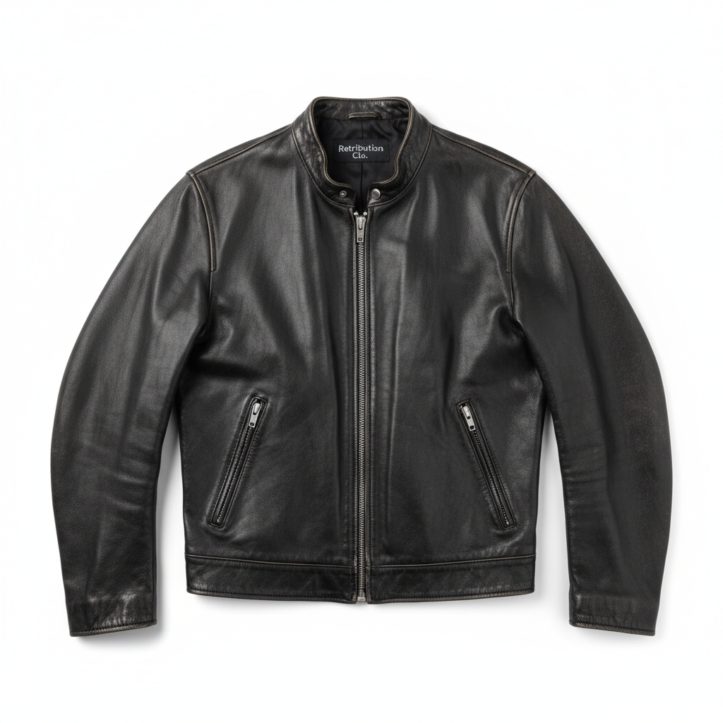 OUTLAW GENUINE LEATHER JACKET (UNISEX) - AGED BLACK