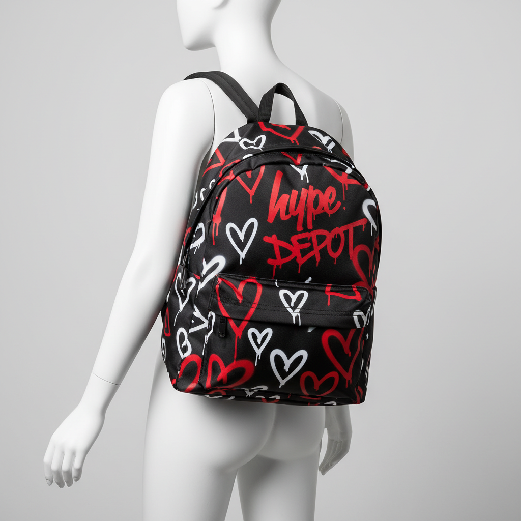 Hype Girls Black Graffiti Hearts Iconic Backpack