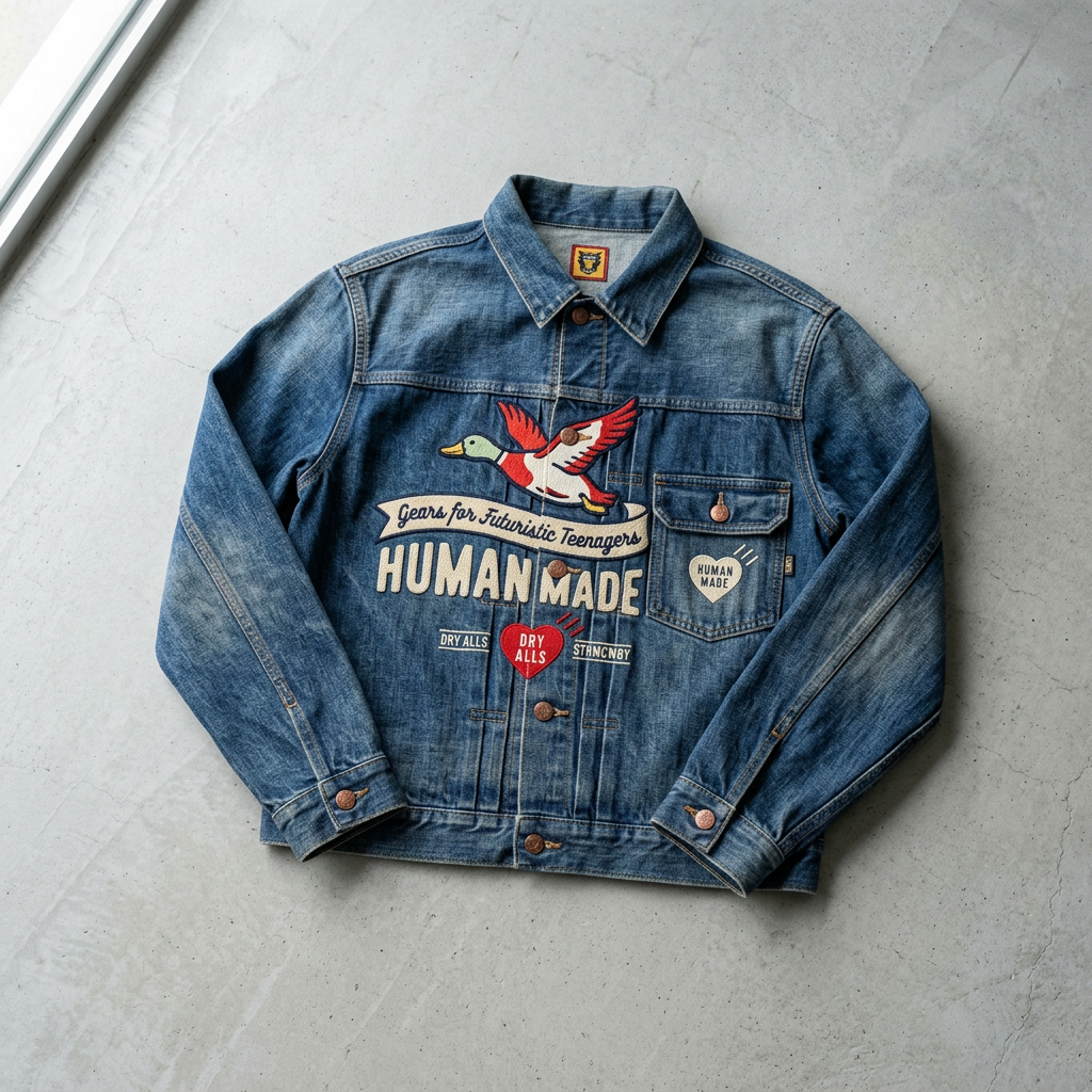 HUMAN MADE EMBROIDERED DENIM WORK JACKET