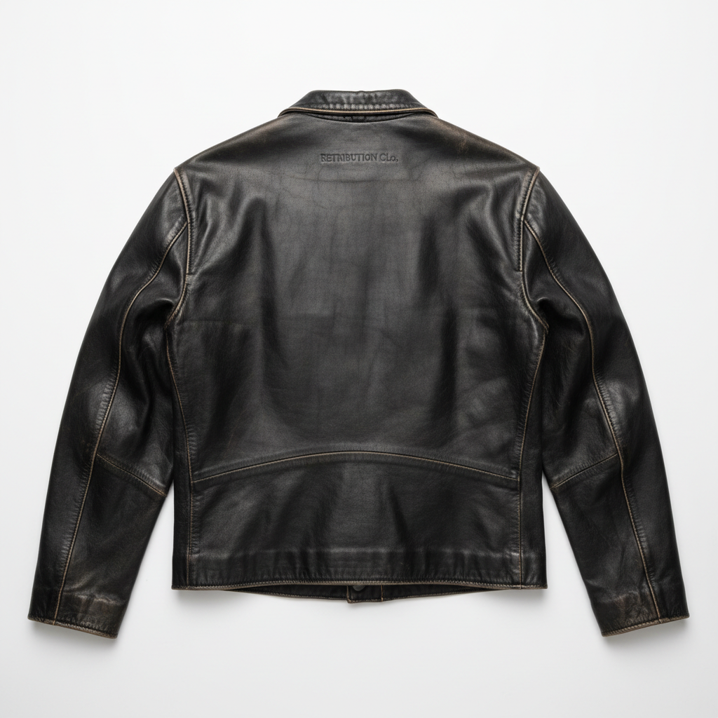 OUTLAW GENUINE LEATHER JACKET (UNISEX) - AGED BLACK thumbnail 2