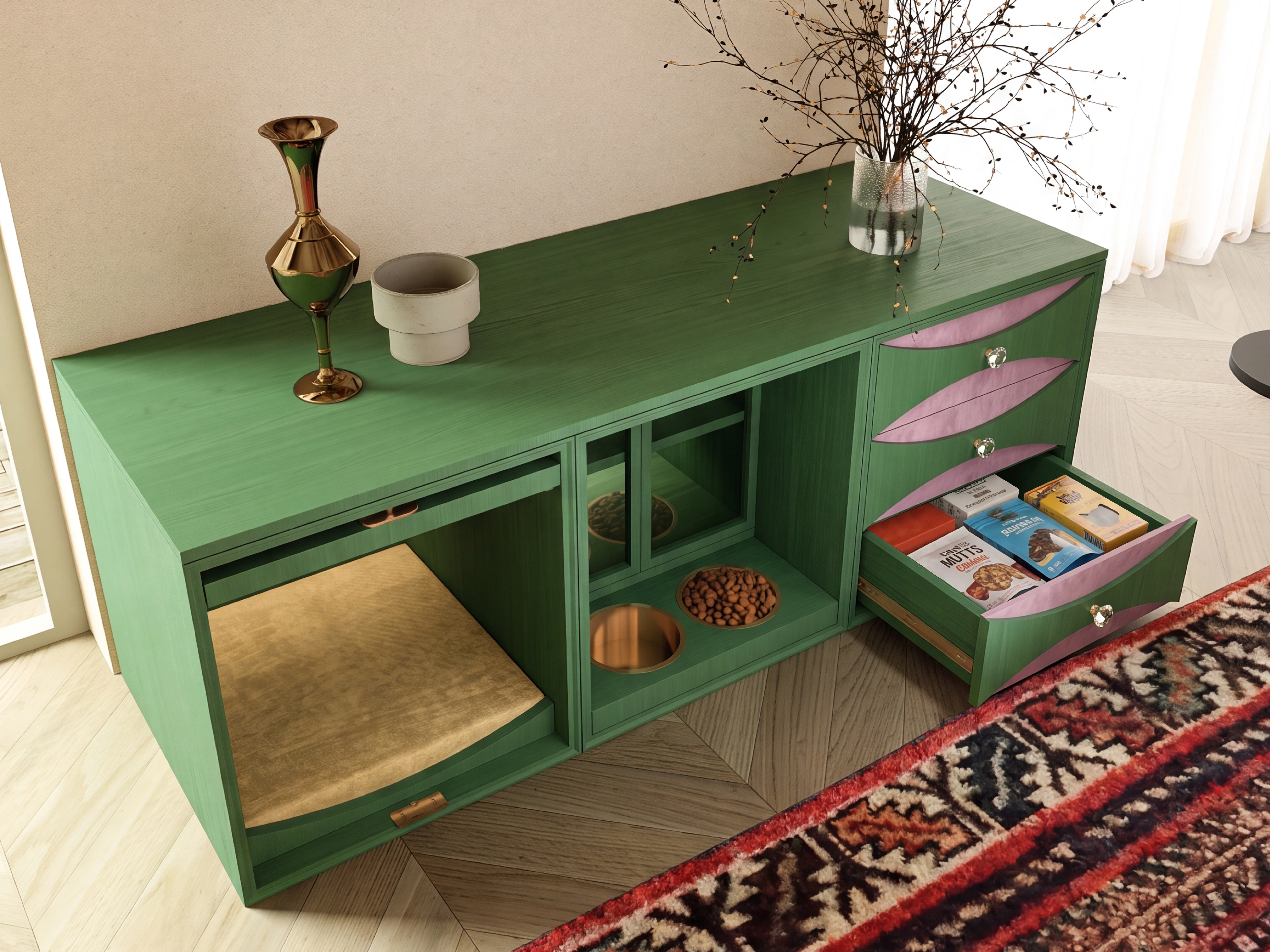 The Verdant Care Credenza gallery image 1 — HĀM Studio bespoke pet architecture