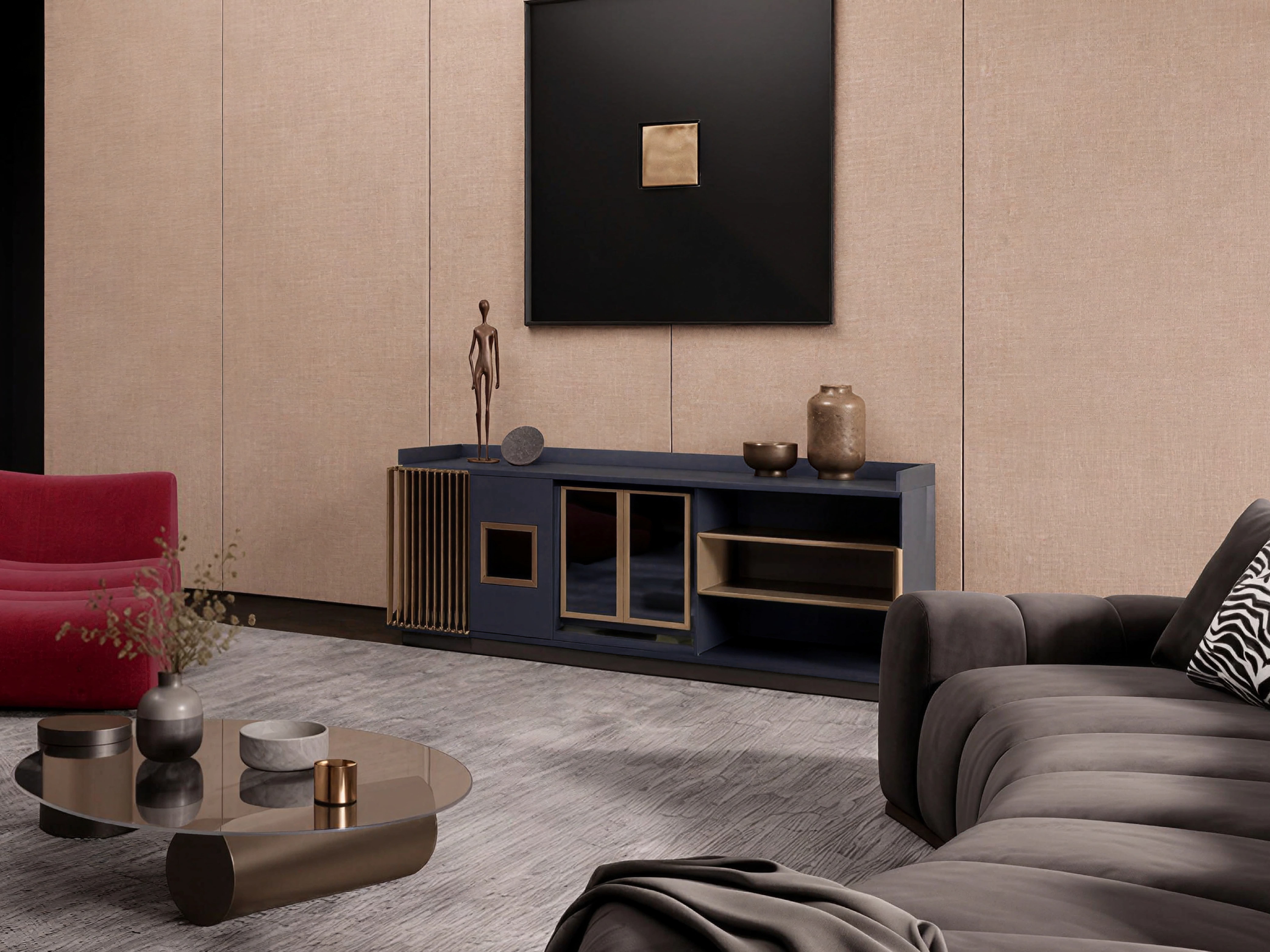 The Media Console Suite gallery image 1 — HĀM Studio bespoke pet architecture