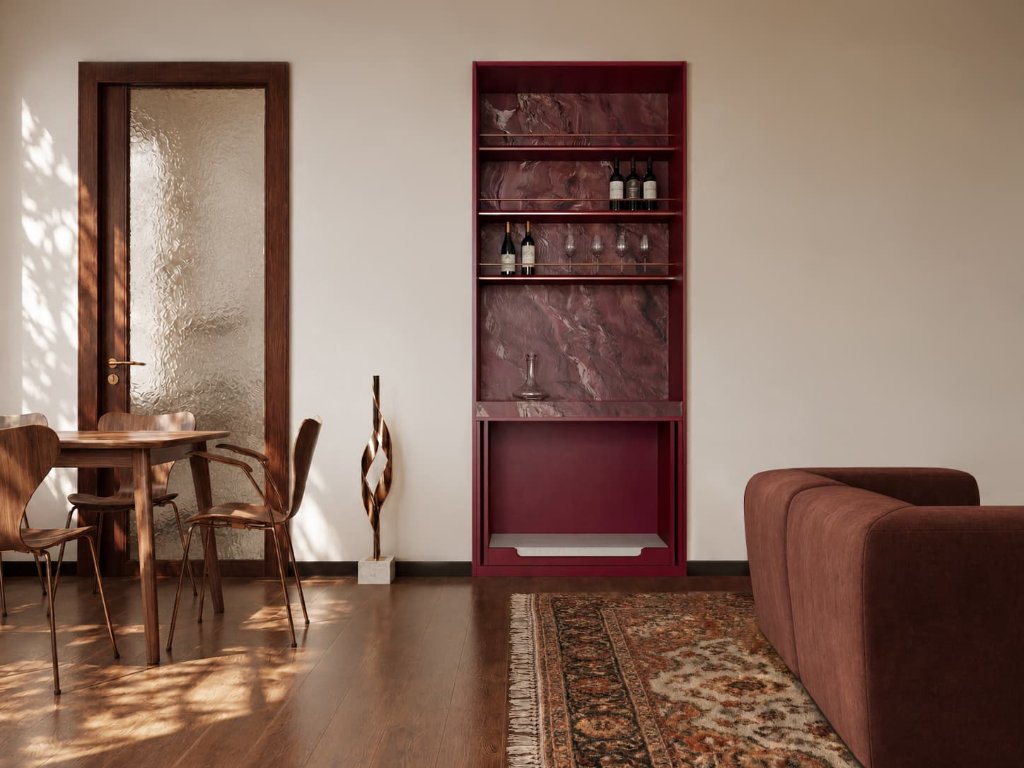 The Cellar Alcove Column — bespoke bar system pet architecture by HĀM Studio