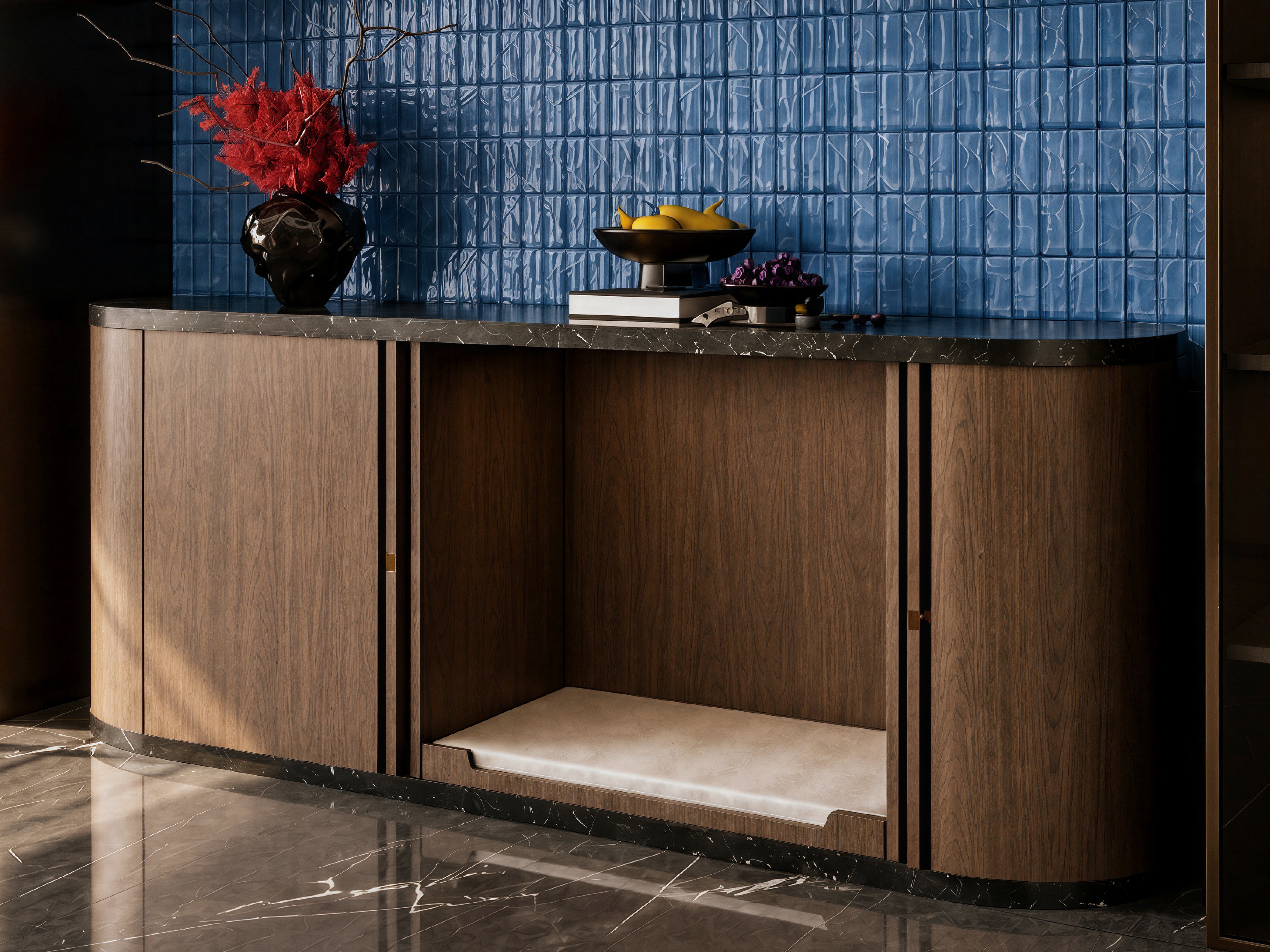 The Curved Walnut Dining Credenza gallery image 2 — HĀM Studio bespoke pet architecture