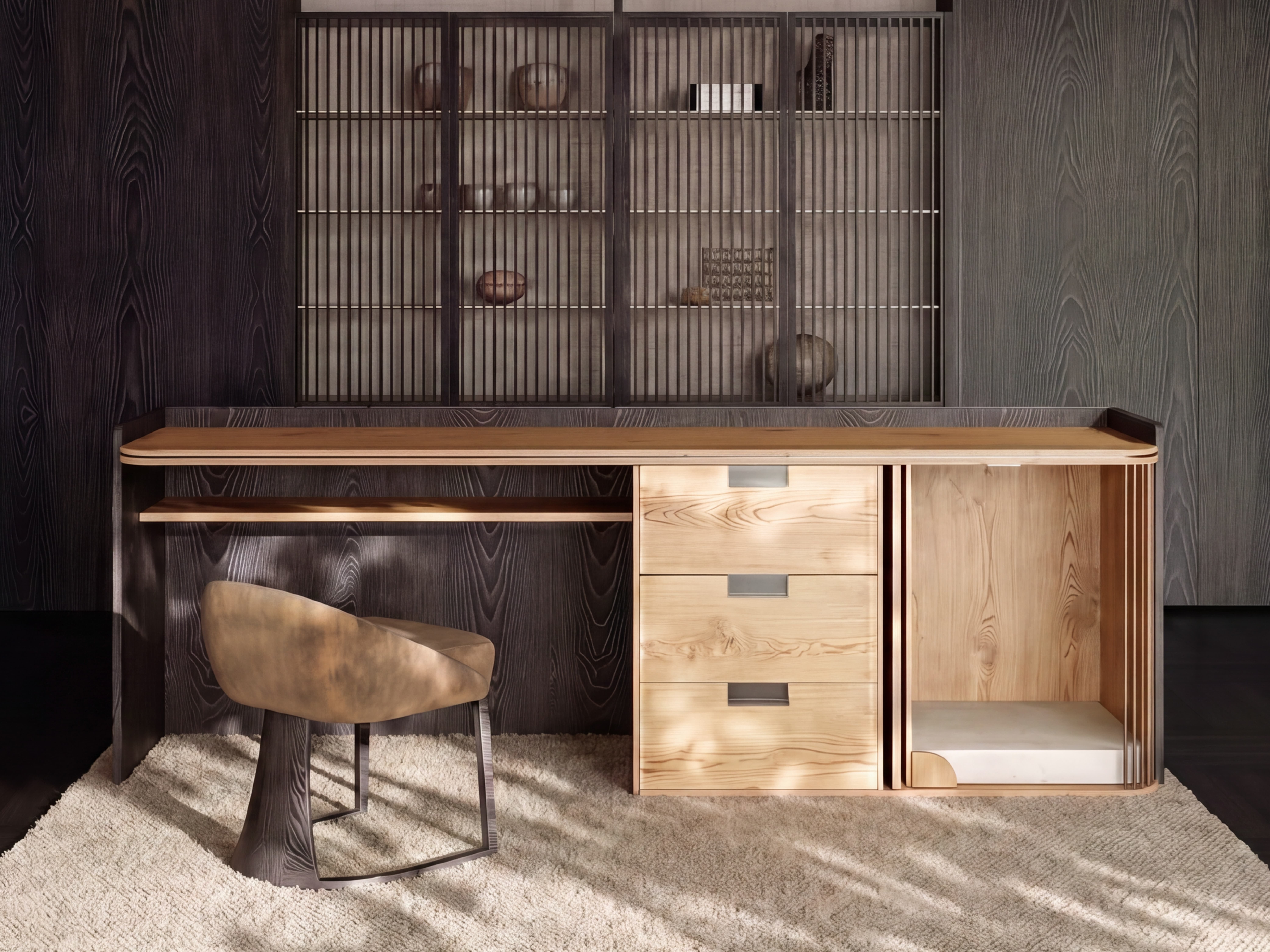 The Study Companion Desk — bespoke workstation pet architecture by HĀM Studio