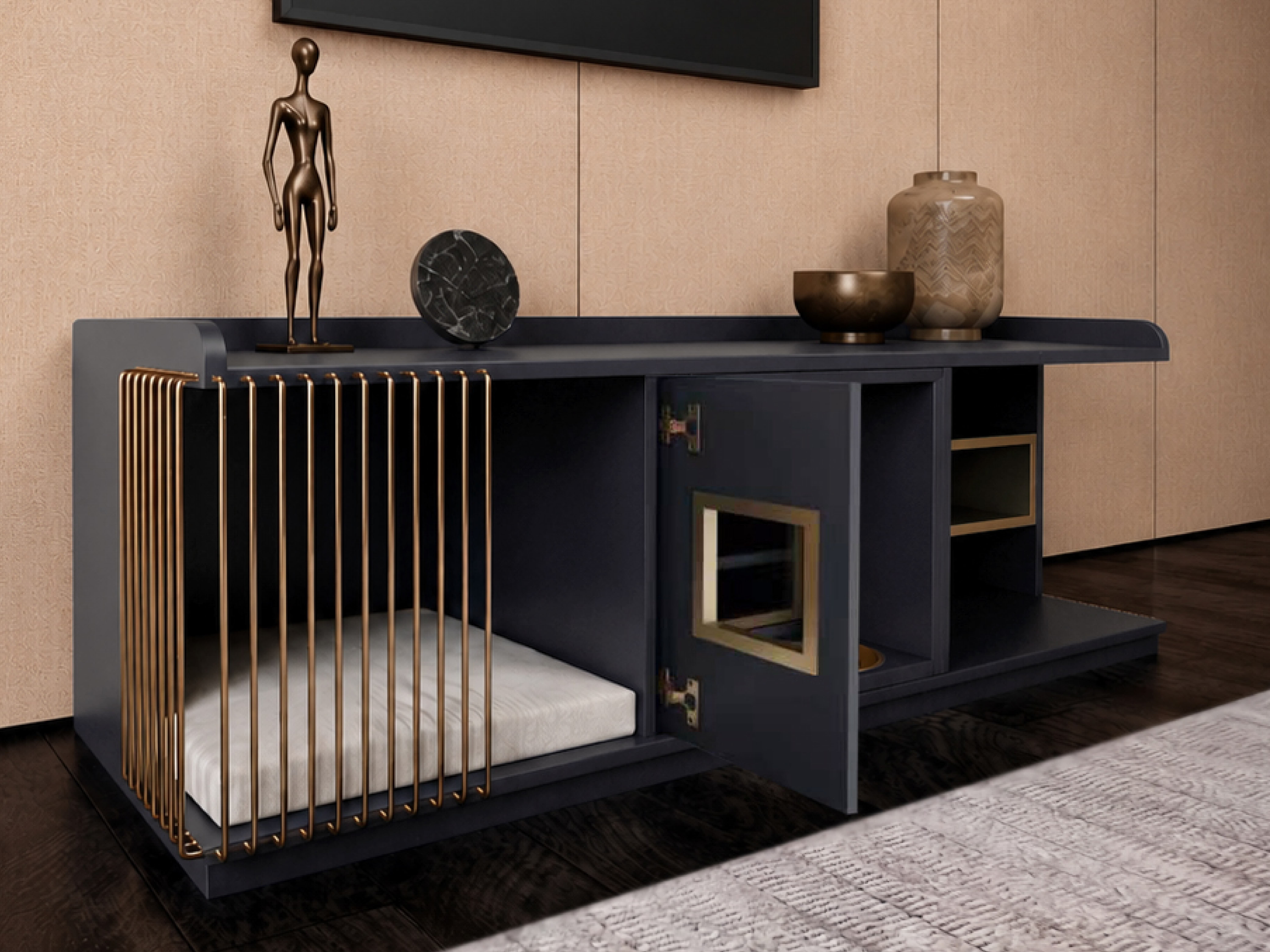 The Media Console Suite gallery image 2 — HĀM Studio bespoke pet architecture