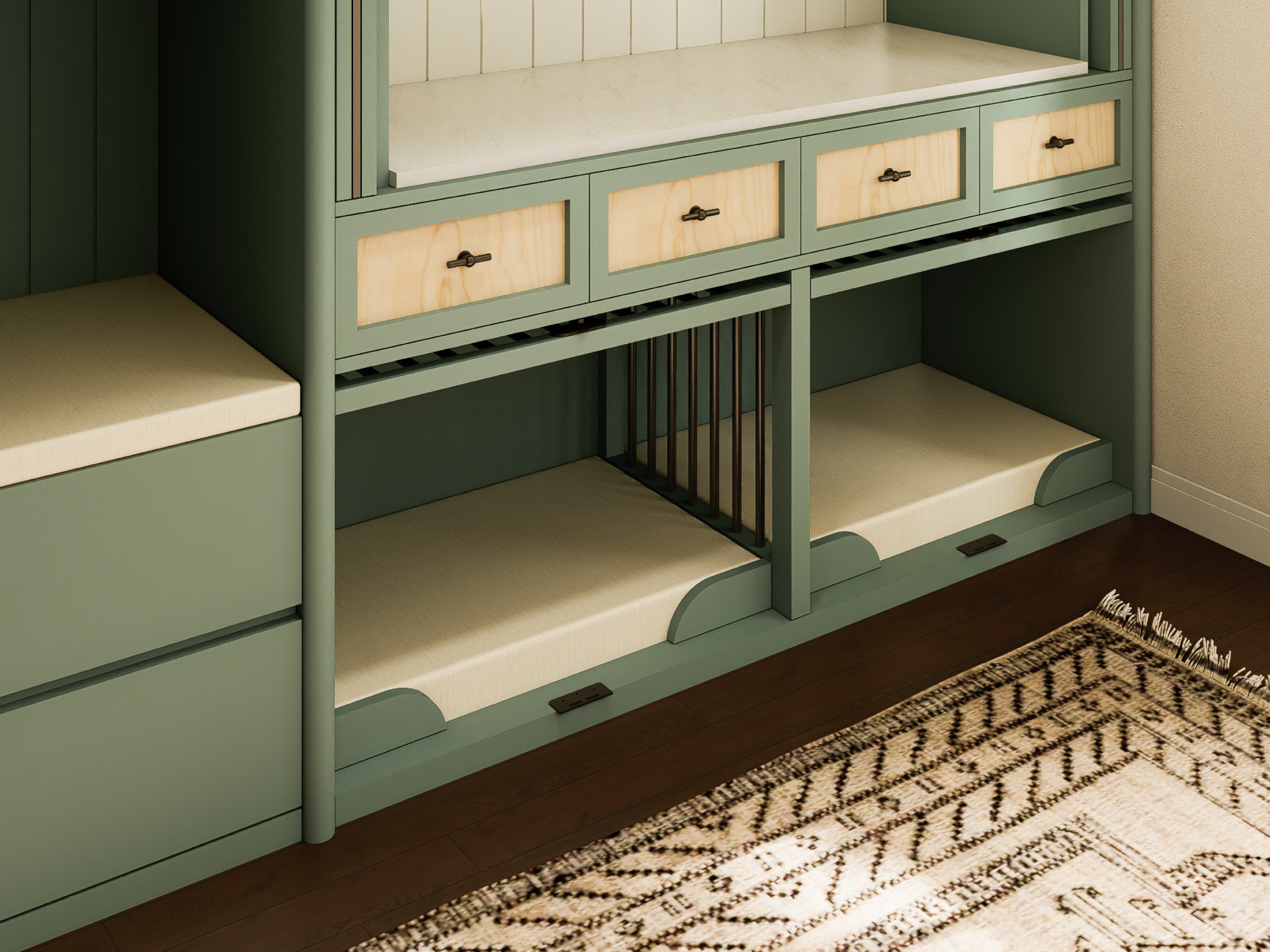 The Sage Mudroom Wall gallery image 2 — HĀM Studio bespoke pet architecture