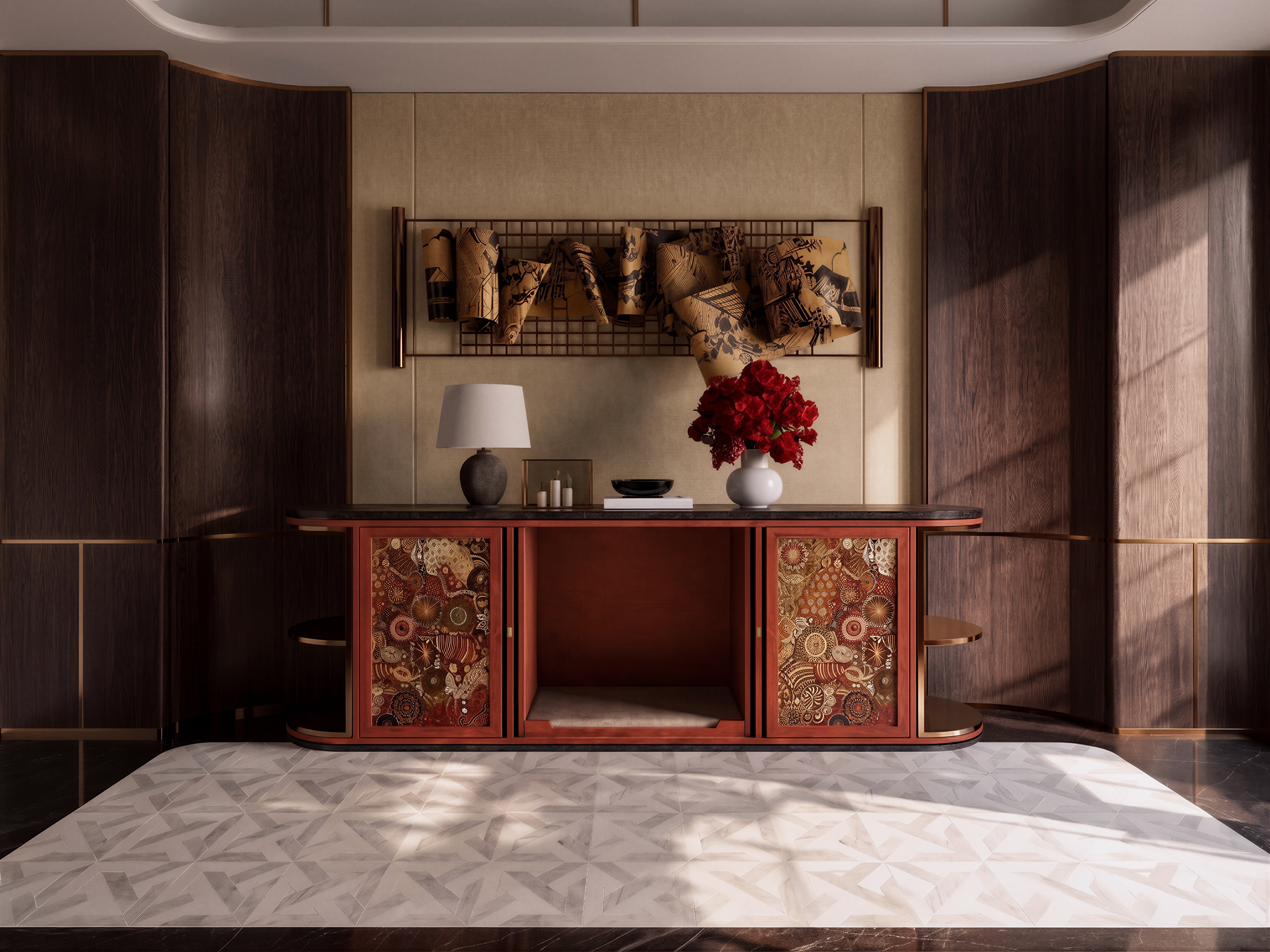 The Lacquer Gallery Credenza — bespoke credenza pet architecture by HĀM Studio