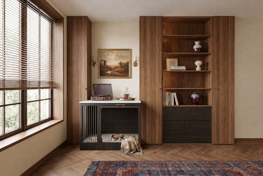 The Companion Library Wall — bespoke wall system pet architecture by HĀM Studio