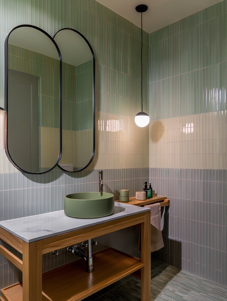 Sage Bathroom — Stacked Tile