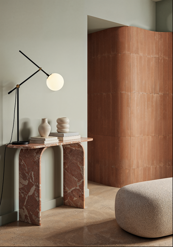 Terracotta Foyer — Red Marble Console