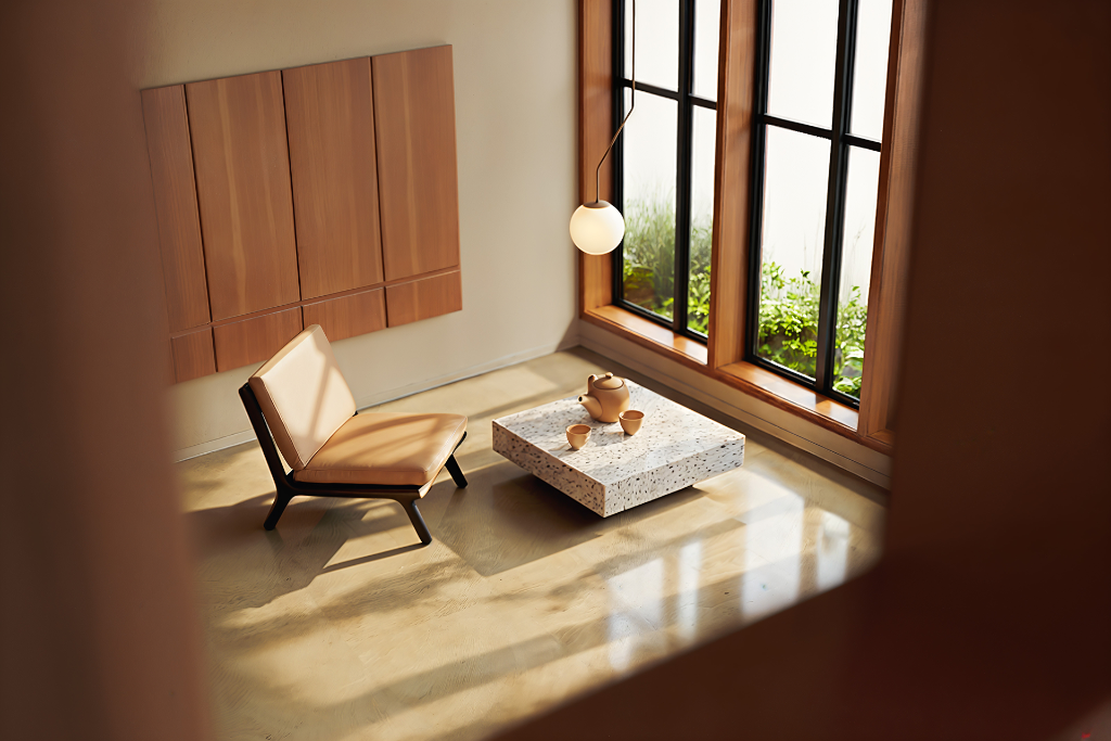 Japandi Corner — Terrazzo & Light