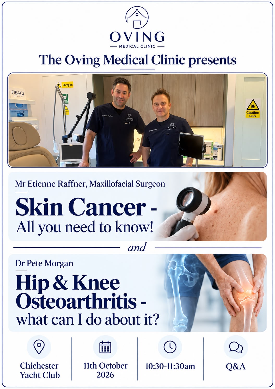 Free Patient Education Event: Skin Cancer & Hip and Knee Osteoarthritis at Chichester Yacht Club