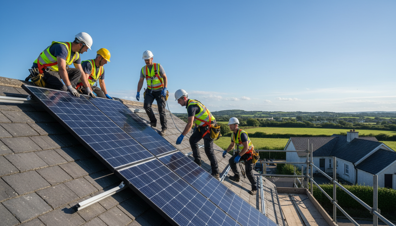 C2 Energy team installing solar panels