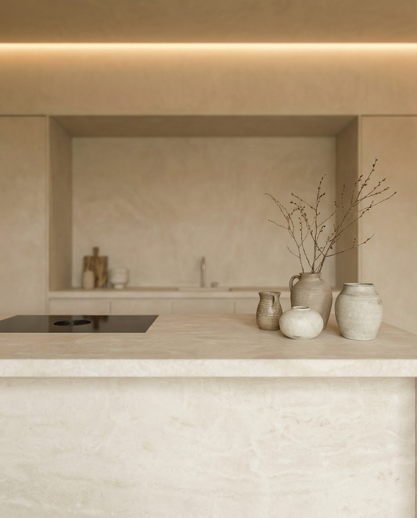 Kitchen Countertop Detail — Ceramics & Dried Branches
