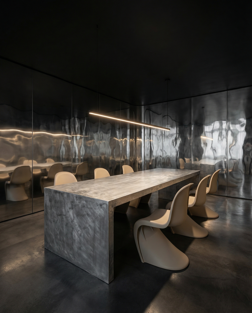 Mirror Room — Dining in Liquid Steel