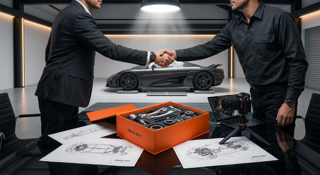 Drive-Box supplier partnership showcase - automotive products for Porsche enthusiast subscription boxes