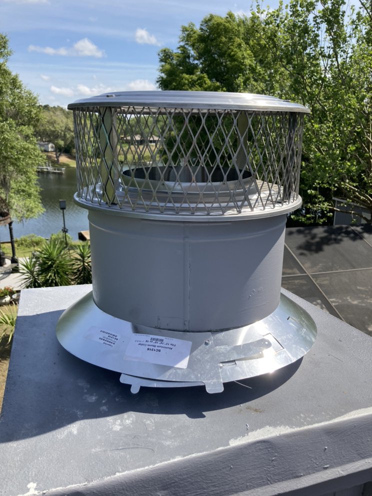 Chimney cap mesh installed