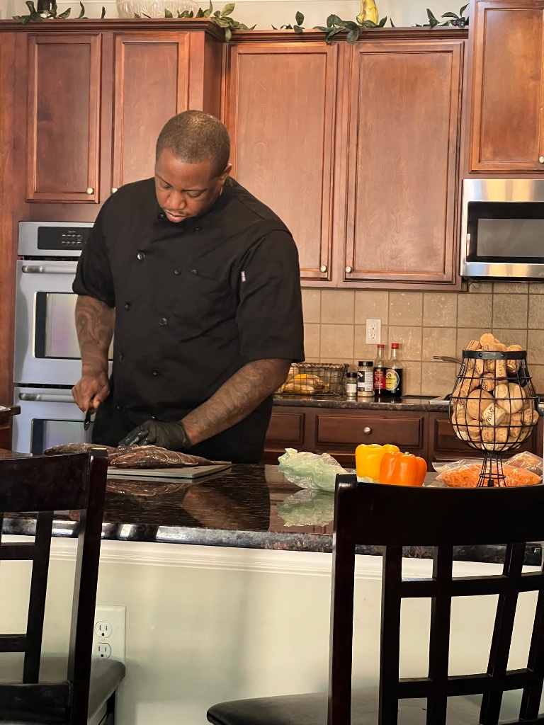 Chef with seasonal ingredients