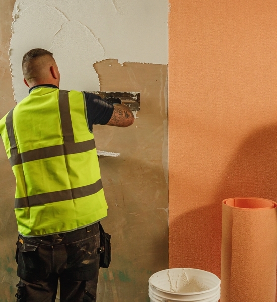 Cork insulation application on damp problem wall