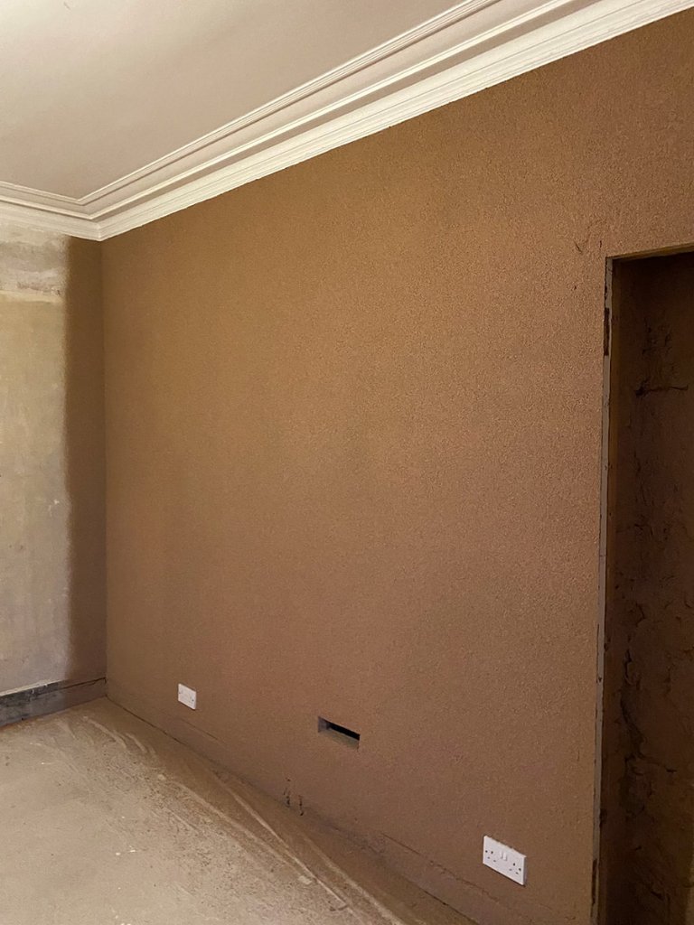 Finished cork insulation on internal wall — Ireland