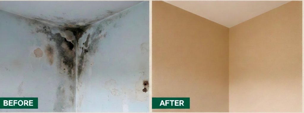Damp and mould on internal wall in Irish home