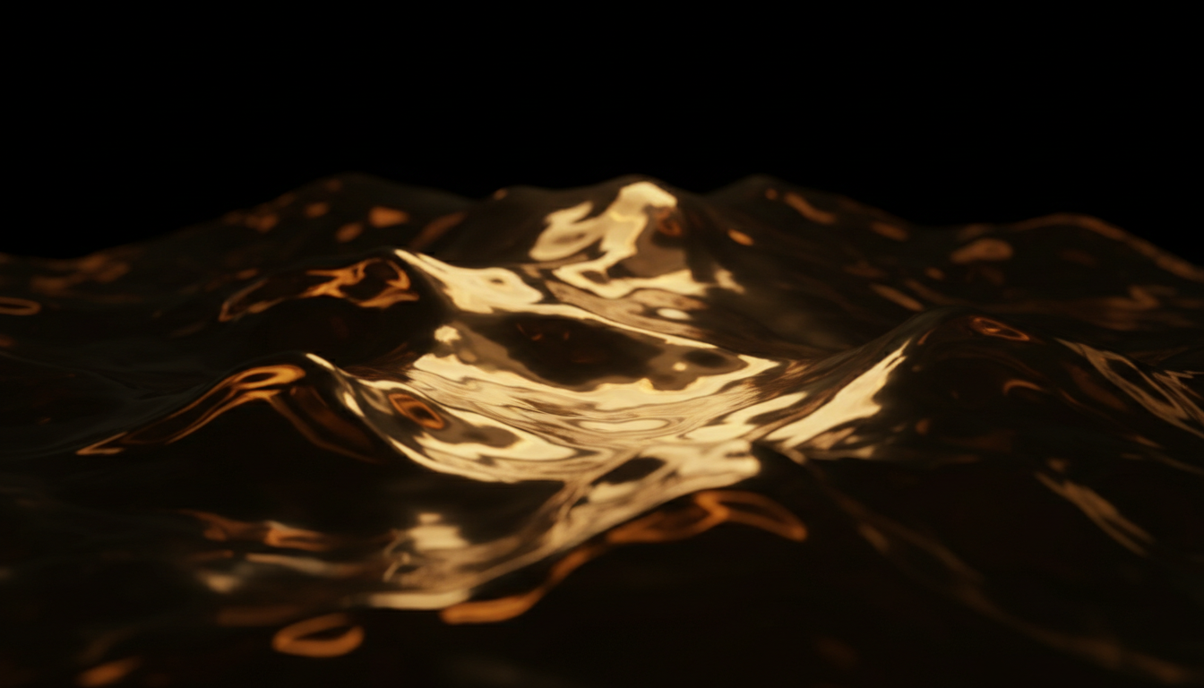 Gold liquid metal representing fluid market assets
